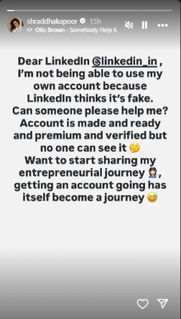 Shraddha Kapoor's LinkedIn account flagged as 'fake' despite being verified amid technical glitch: 'No one can see it...'
