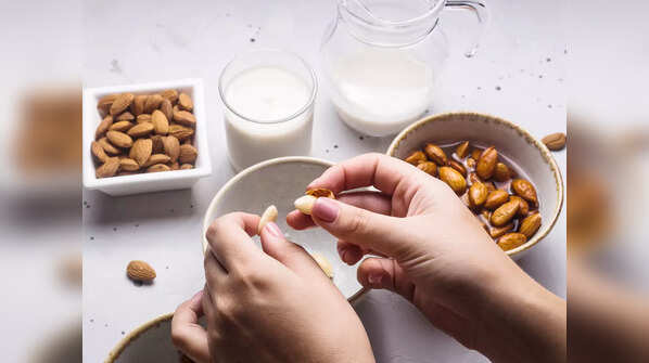 Comparing whole and peeled almonds.