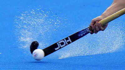 Hockey match action shot.